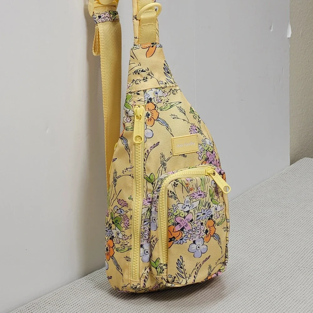 Vera Bradley Yellow‎ Wildflower Floral Sling Backpack Crossbody Bag Canvas